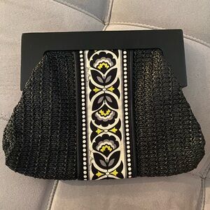 Vera Bradley Stylish Black and Yellow Patterned Clutch